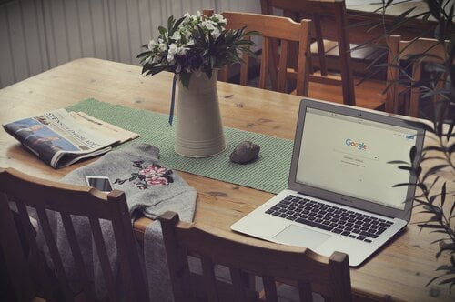 Table with a laptop